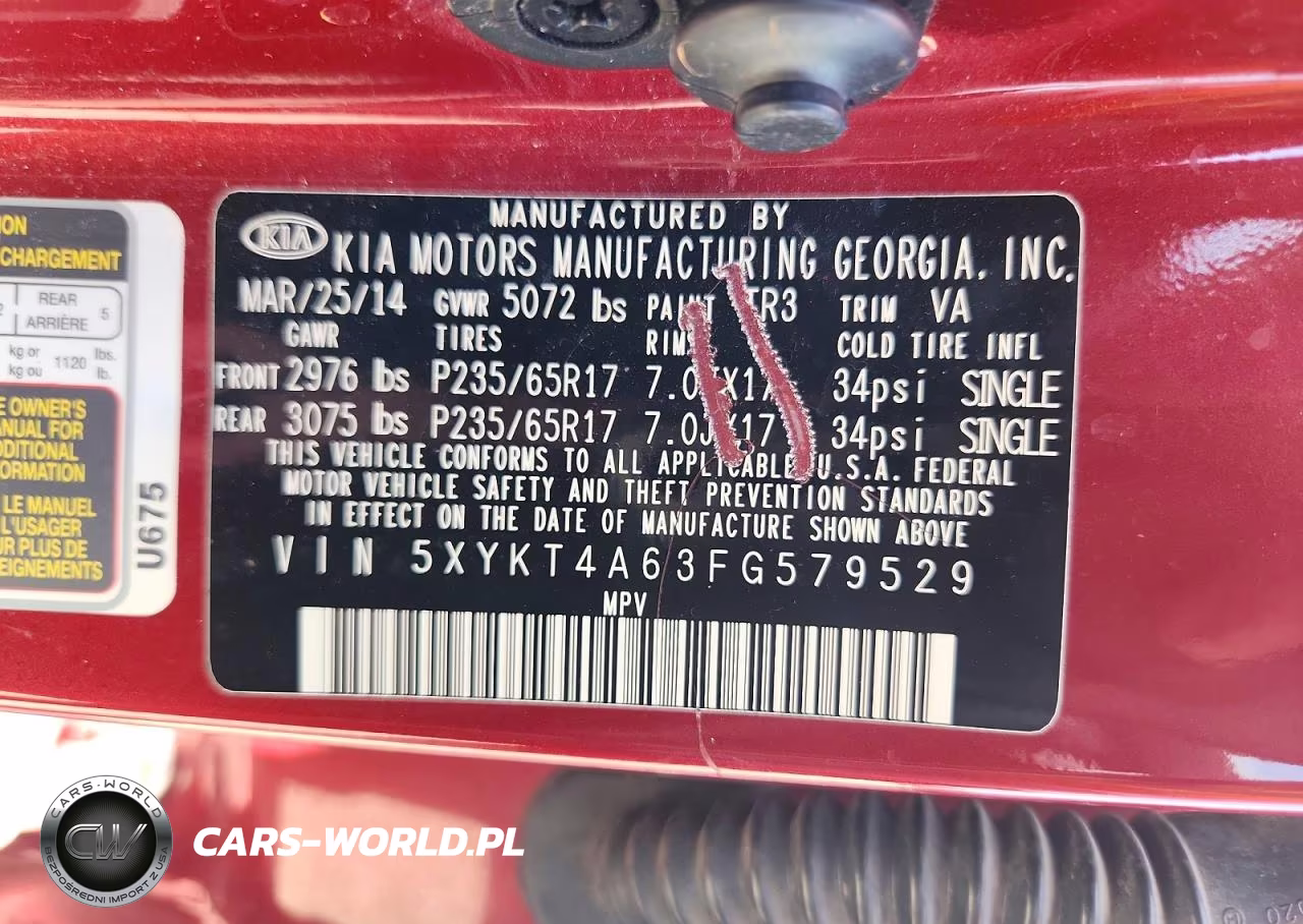 2015 Kia Sorento Lx VIN:5XYKT4A63FG579529 - 14