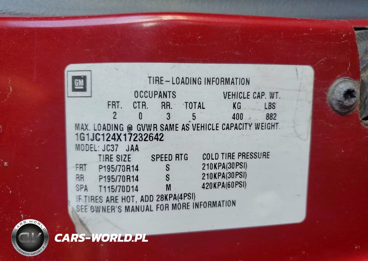 2001 Chevrolet Cavalier VIN:1G1JC124X17232642 - 13