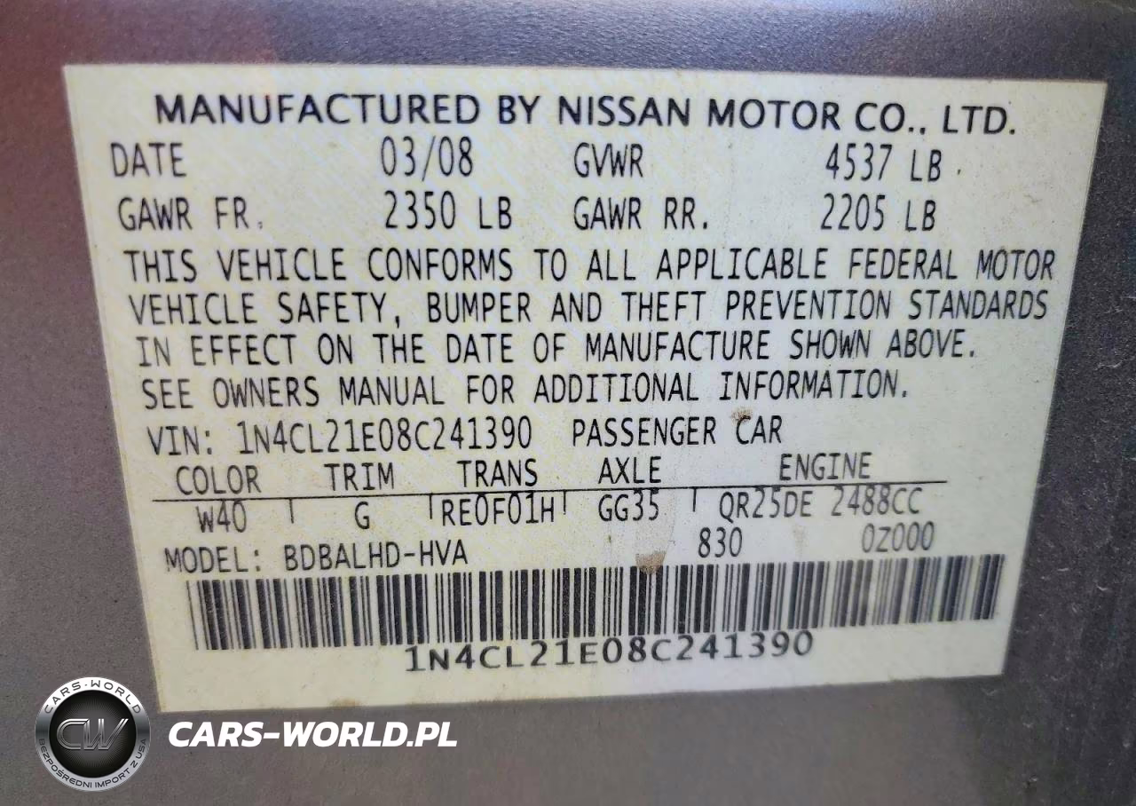 2008 Nissan Altima Hybrid VIN:1N4CL21E08C241390 - 12