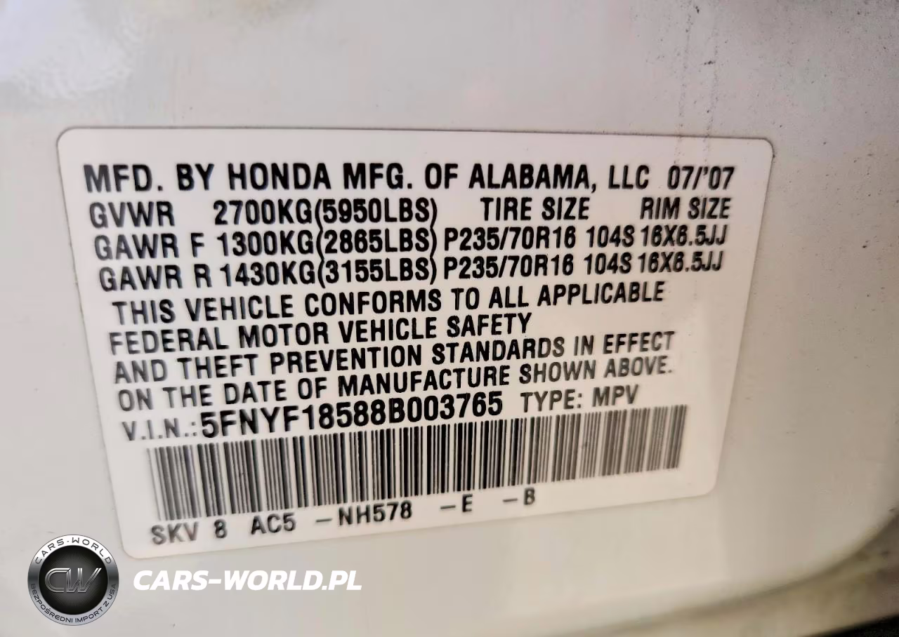 2008 Honda Pilot Exl VIN:5FNYF18588B003765 - 13