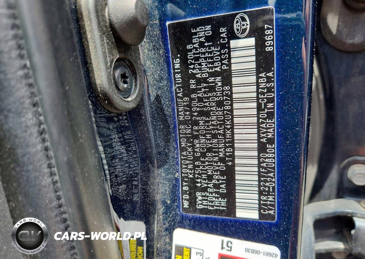 2019 Toyota Camry Le VIN:4T1B11HK4KU780738 - 12