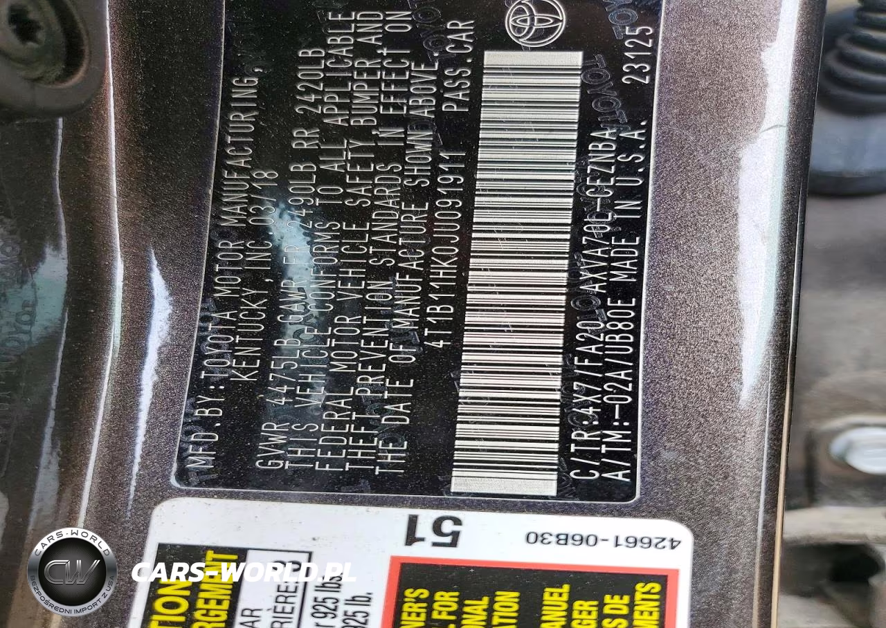2018 Toyota Camry Le VIN:4T1B11HK0JU091911 - 12