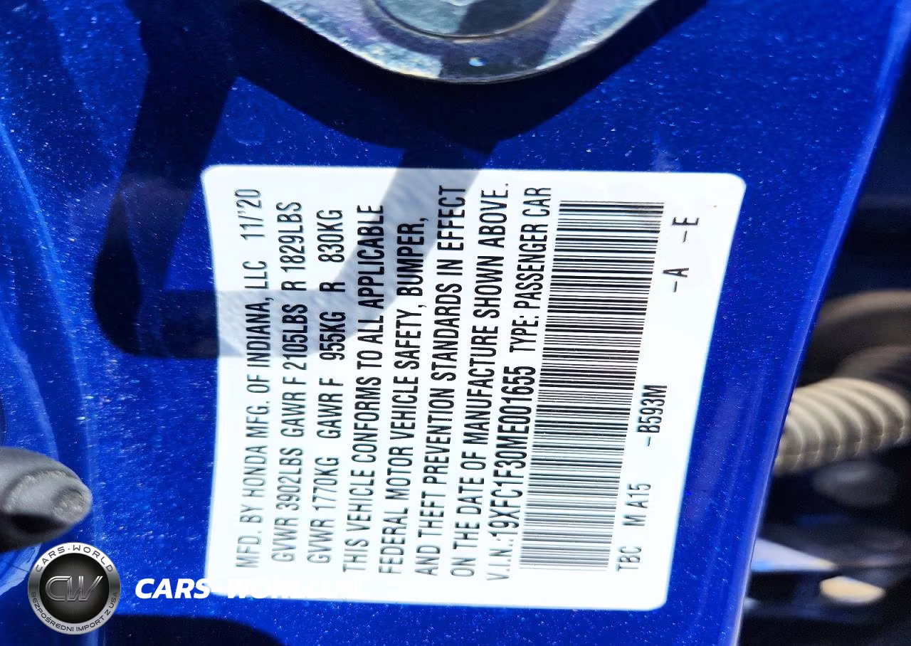 2021 Honda Civic Ex VIN:19XFC1F30ME001655 - 12