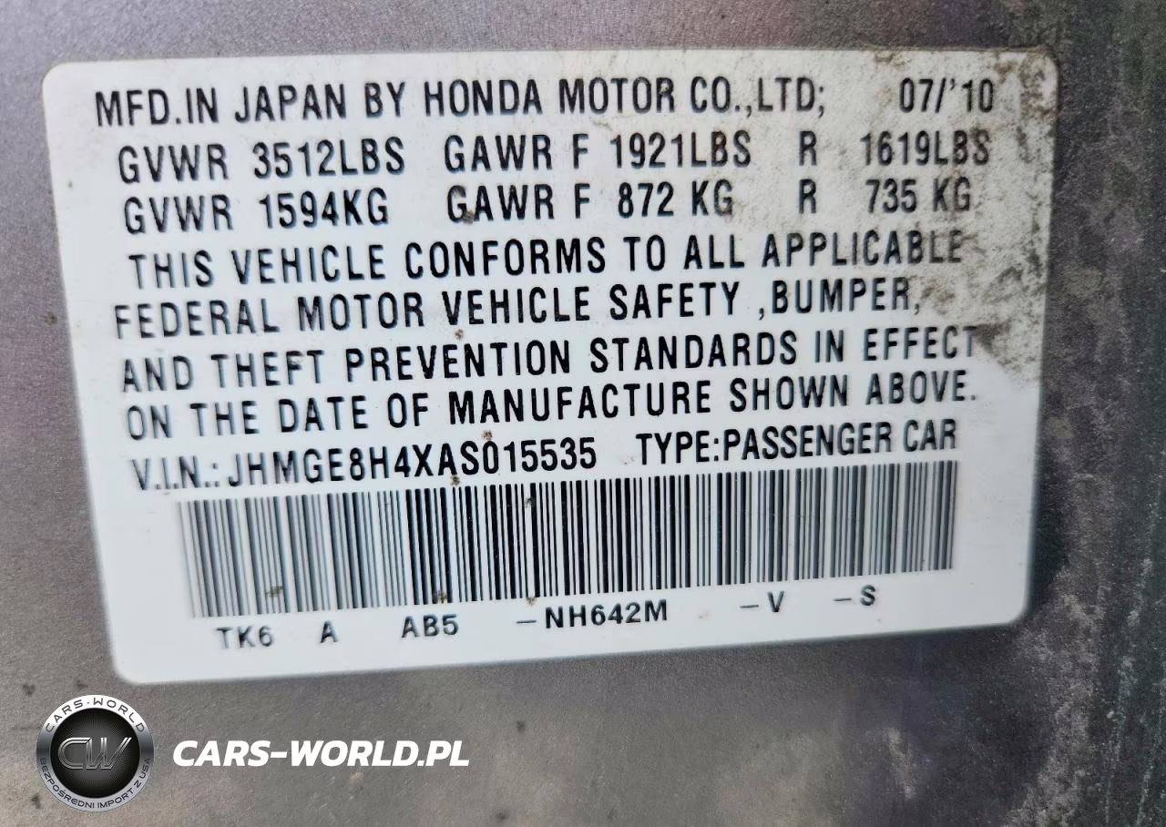 2010 Honda Fit Sport VIN:JHMGE8H4XAS015535 - 12