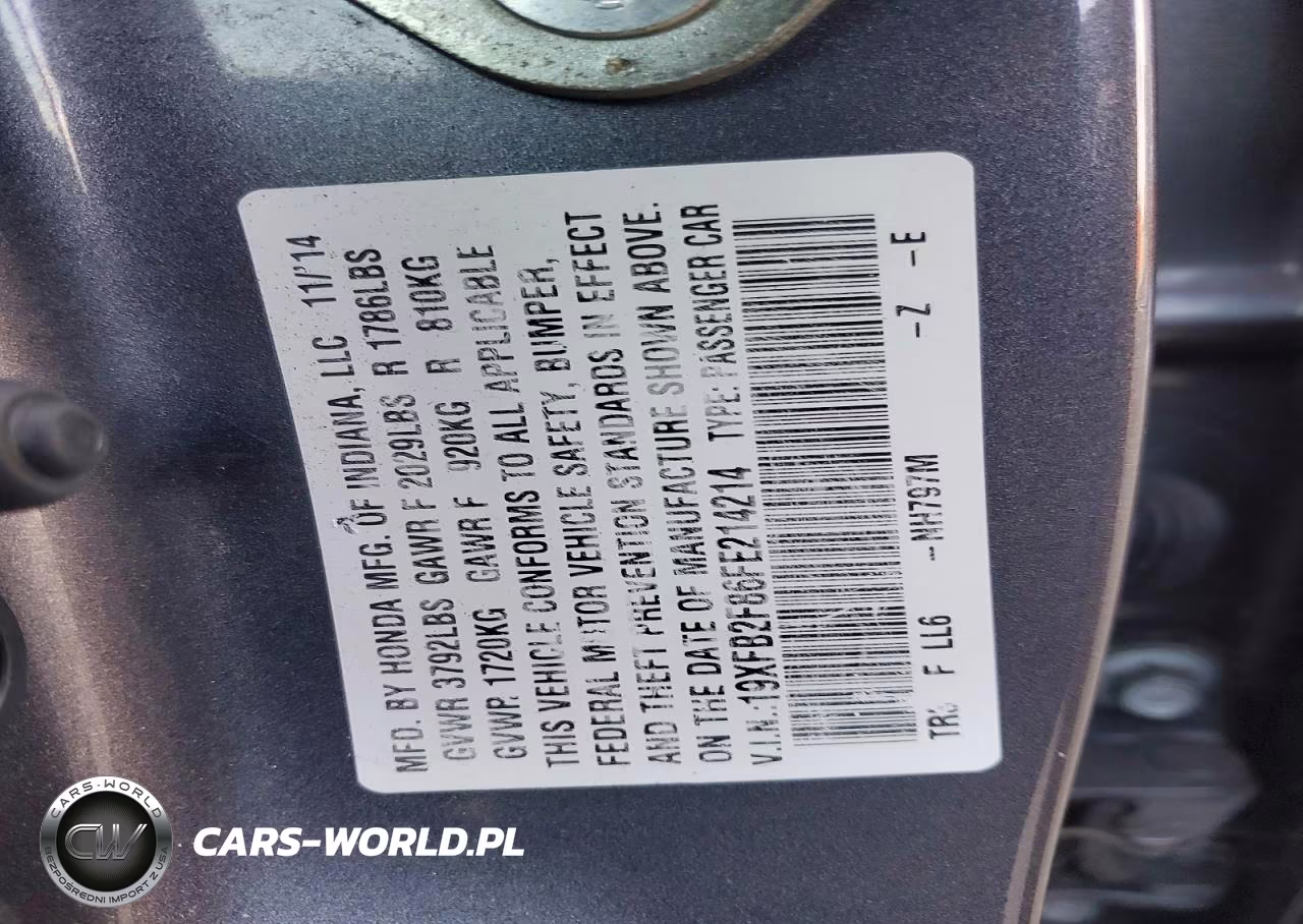 2015 Honda Civic Ex VIN:19XFB2F86FE214214 - 12