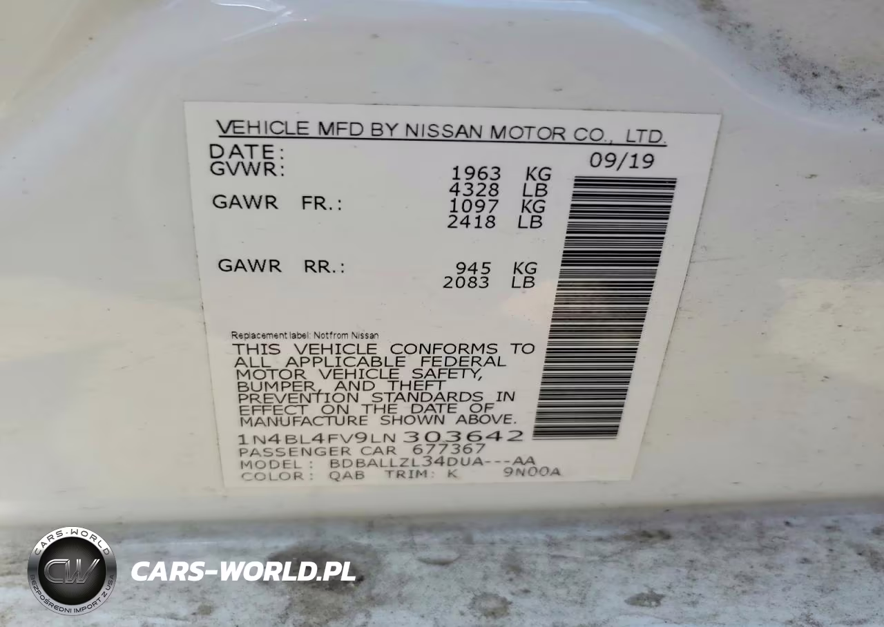 2020 Nissan Altima Platinum VIN:1N4BL4FV9LN303642 - 12