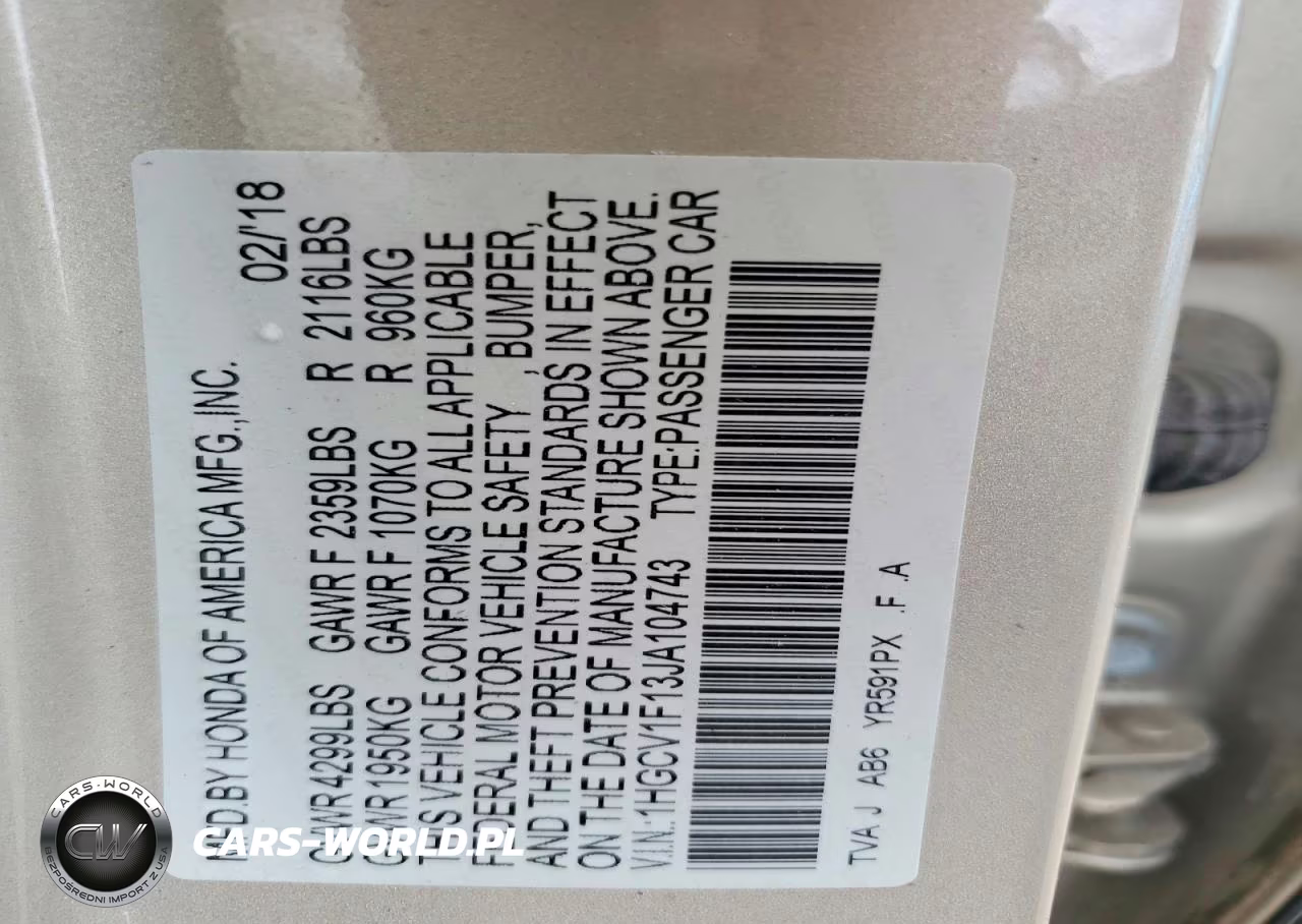 2018 Honda Accord Lx VIN:1HGCV1F13JA104743 - 12