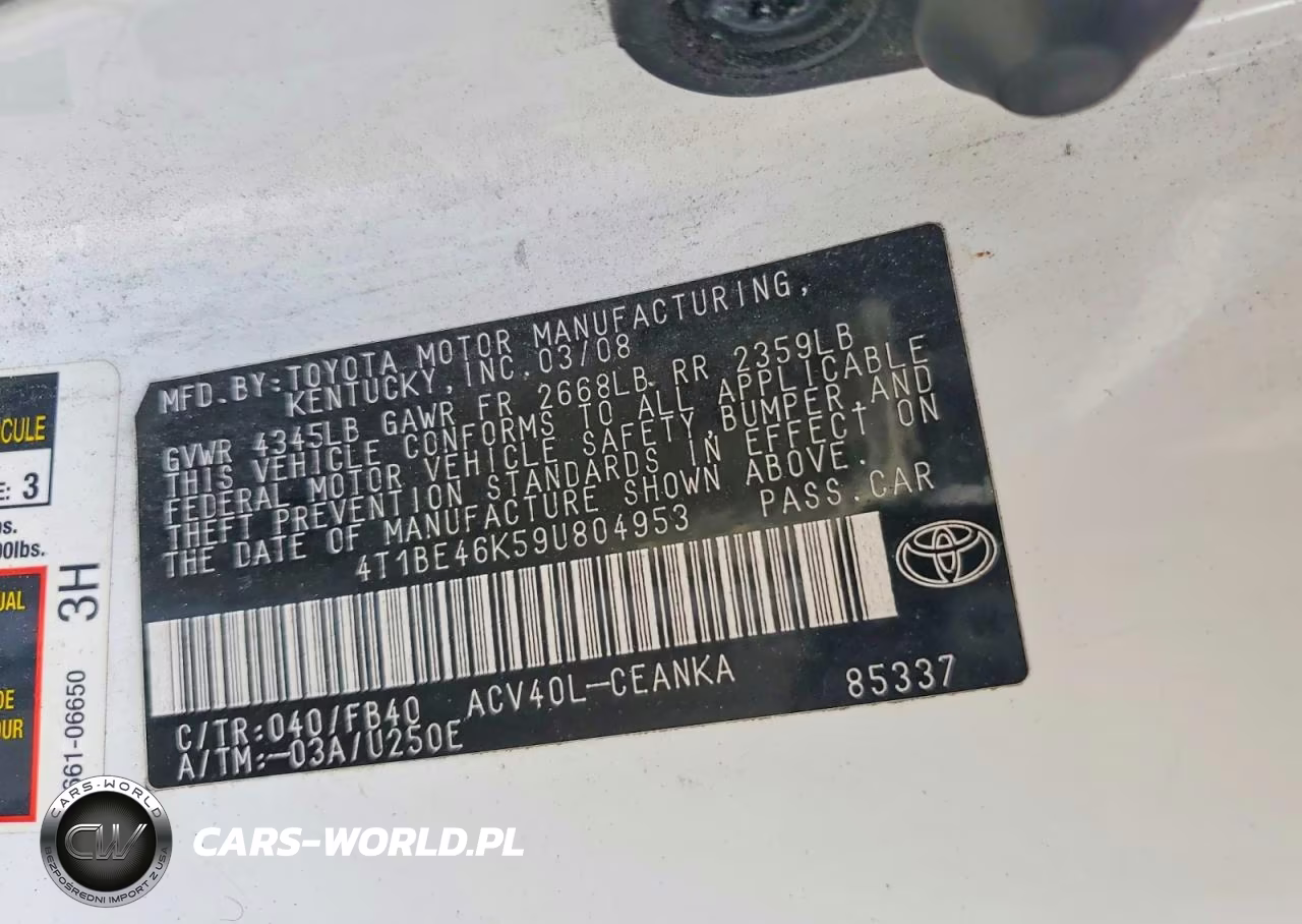 TOYOTA CAMRY BASE VIN:4T1BE46K59U804953 - 12