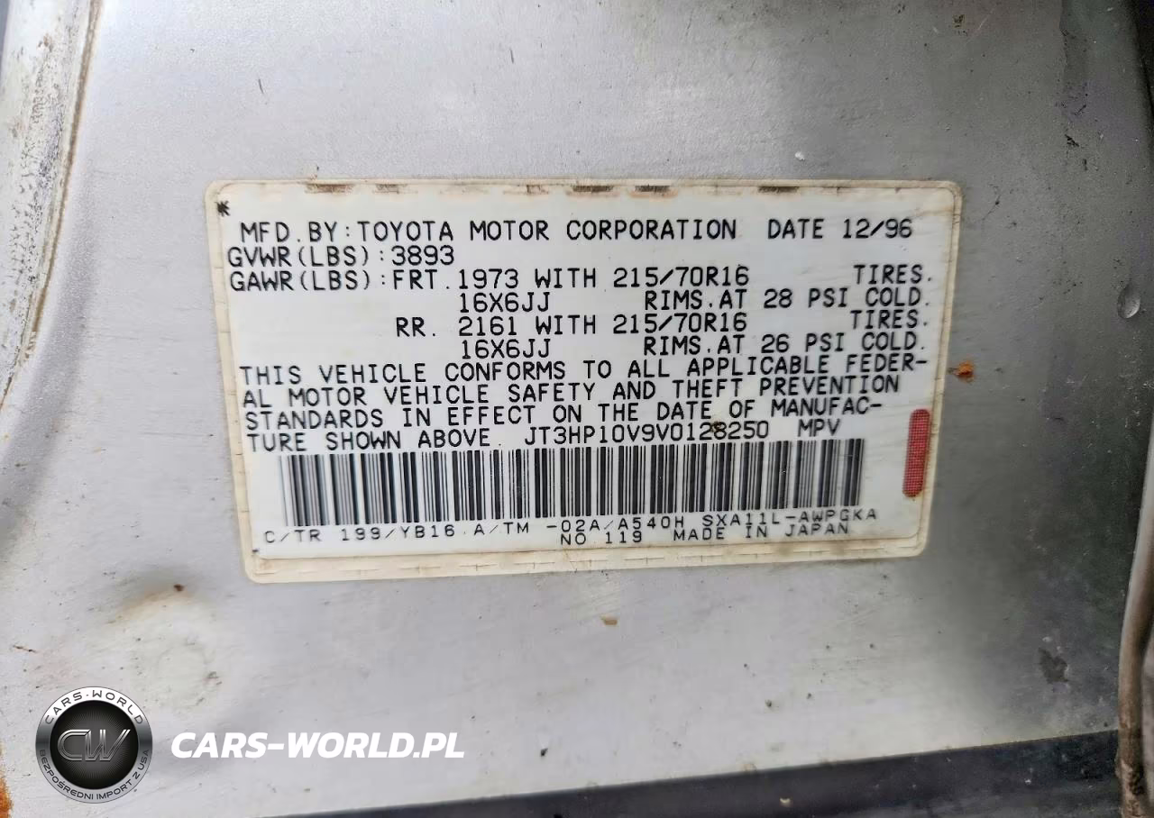 1997 Toyota Rav4 Base VIN:JT3HP10V9V0128250 - 12