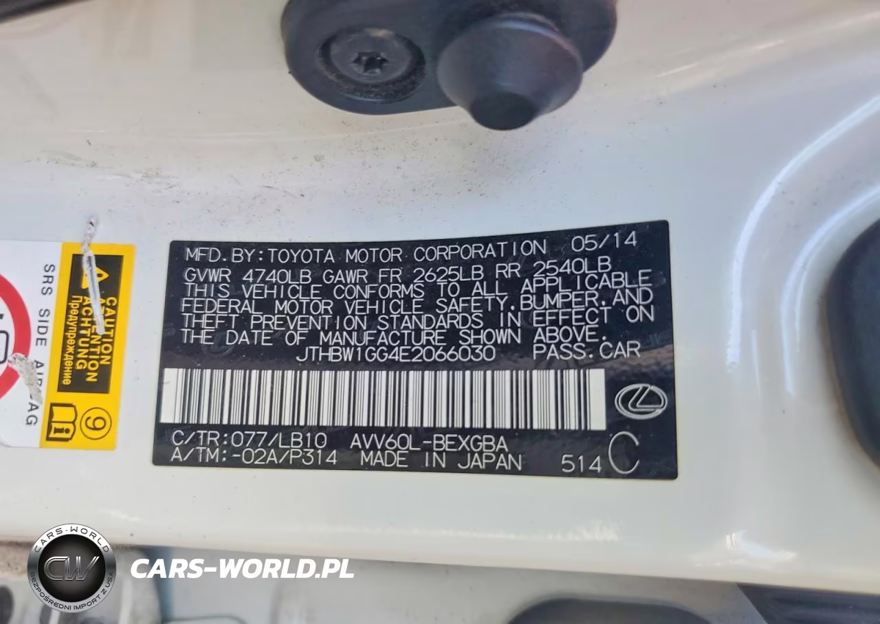 2014 Lexus Es 300H VIN:JTHBW1GG4E2066030 - 12