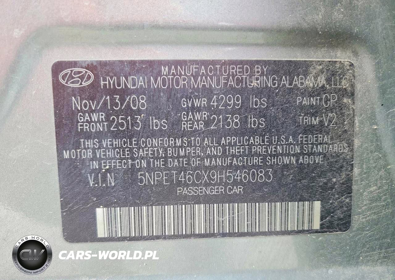 2009 Hyundai Sonata Gls VIN:5NPET46CX9H546083 - 13