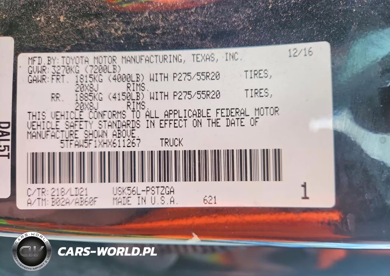 2017 Toyota Tundra VIN:5TFAW5F1XHX611267 - 12