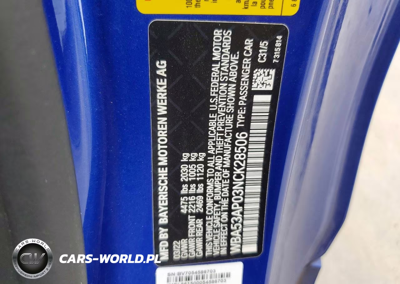2022 BMW 430I VIN:WBA53AP03NCK28506 - 12
