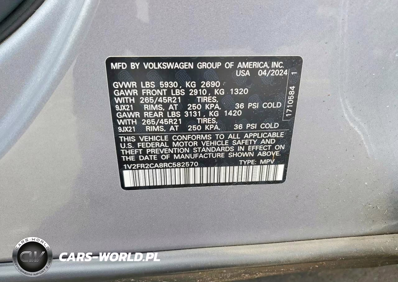 2024 Volkswagen Atlas Sel Premium R-Line VIN:1V2FR2CA8RC582570 - 14