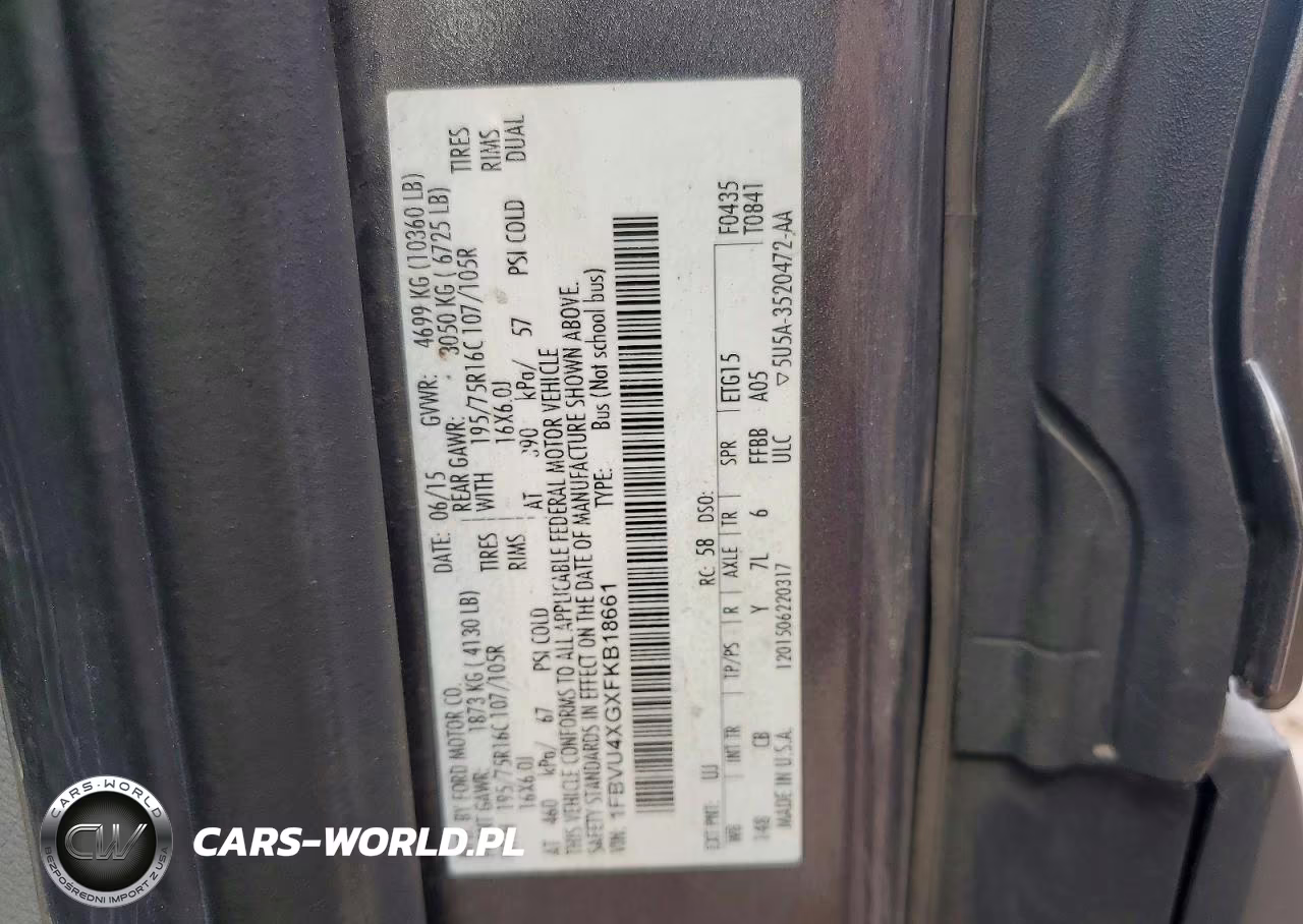 2015 Ford Transit T-350 Hd VIN:1FBVU4XGXFKB18661 - 13