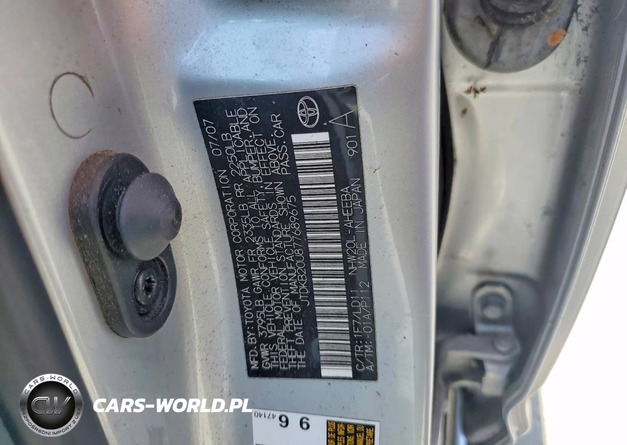 2007 Toyota Prius Touring VIN:JTDKB20U877689675 - 12