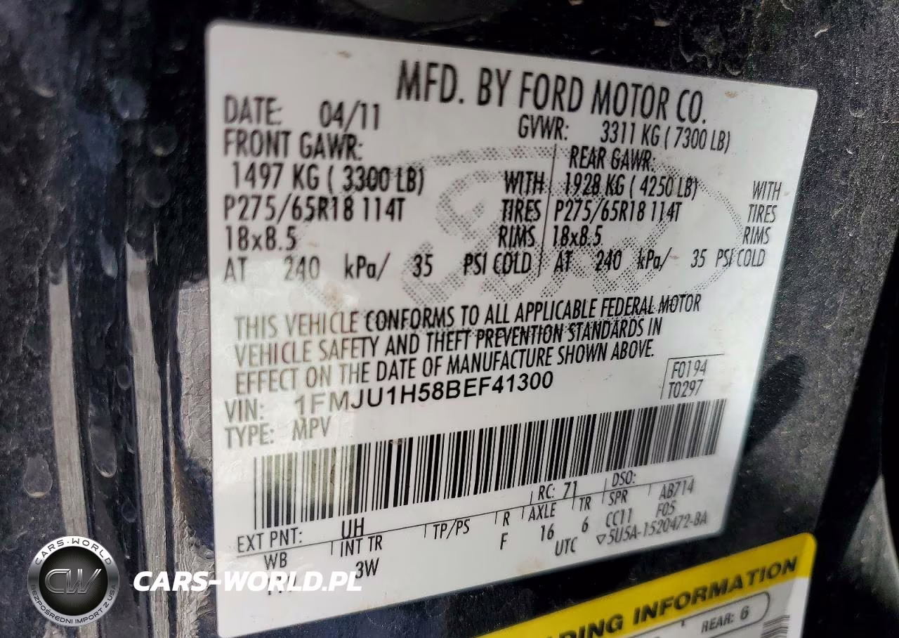 2011 Ford Expedition Xlt VIN:1FMJU1H58BEF41300 - 12