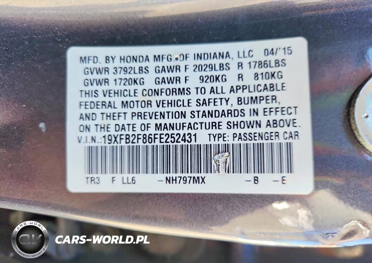 2015 Honda Civic Ex VIN:19XFB2F86FE252431 - 12