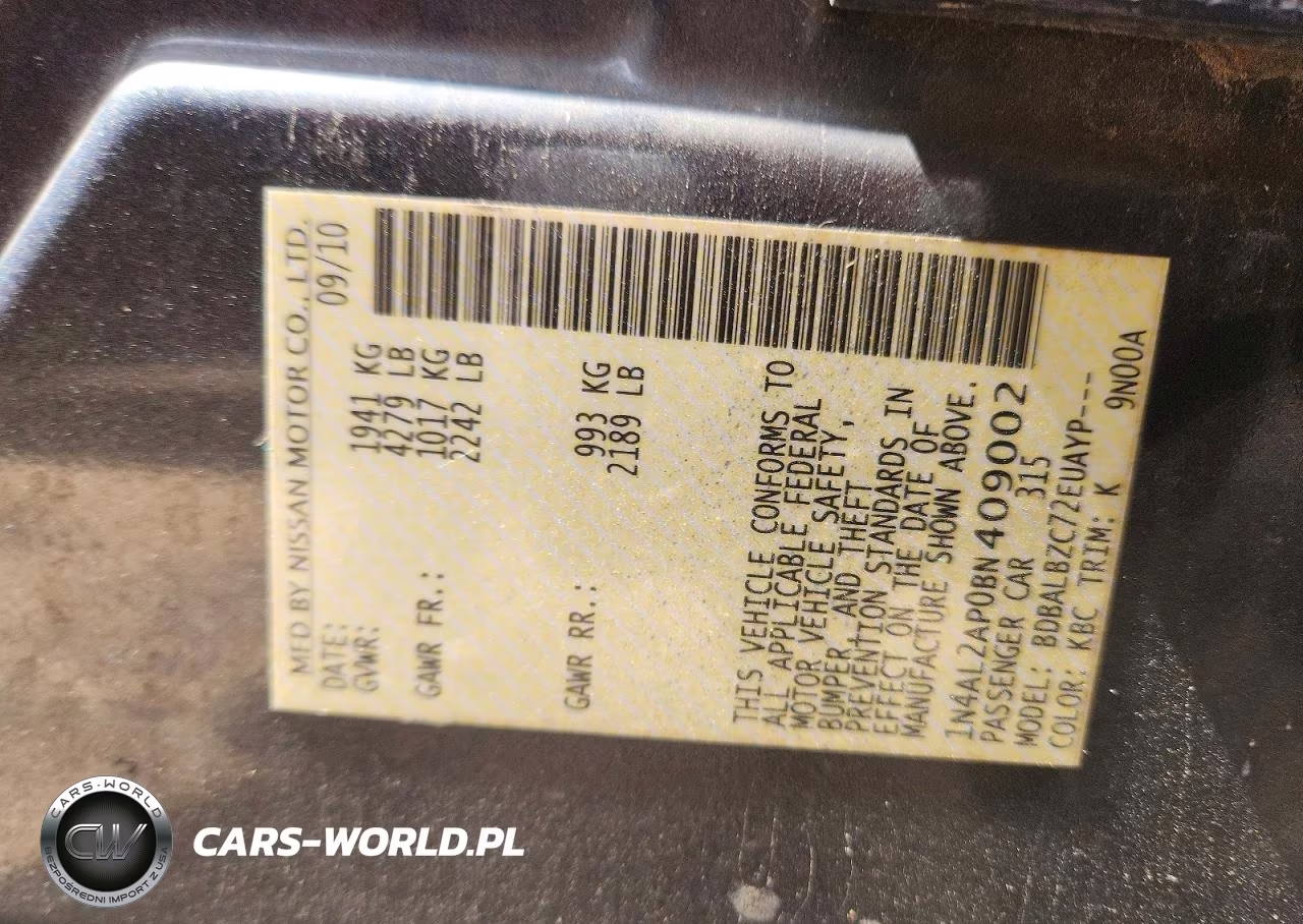 2011 Nissan Altima 2.5 VIN:1N4AL2AP0BN409002 - 12
