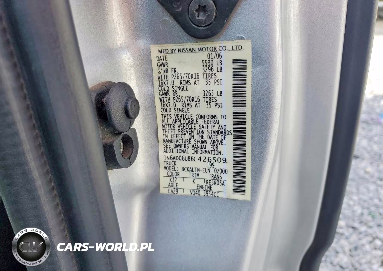 2006 Nissan Frontier Se VIN:1N6AD06U86C426509 - 12