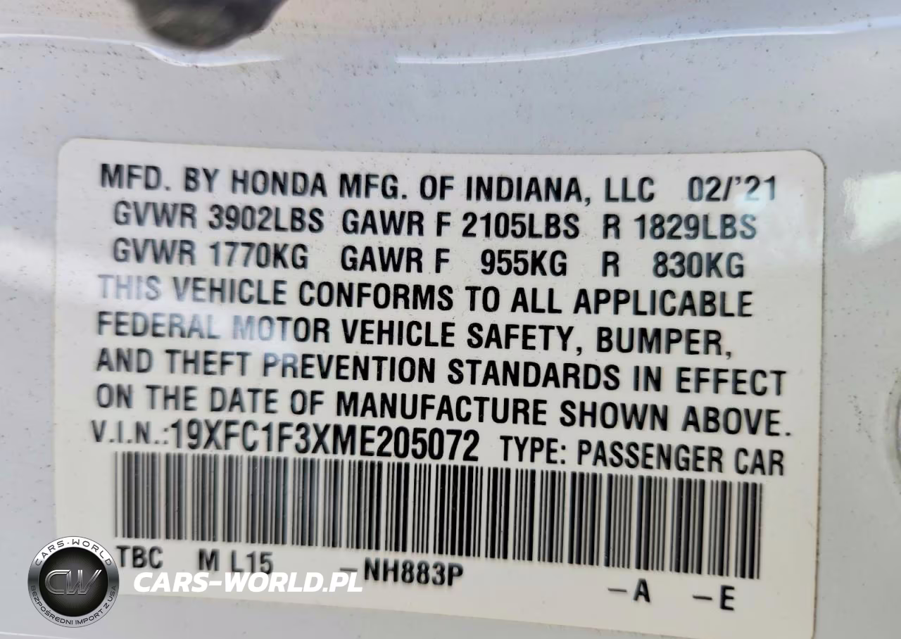 2021 Honda Civic Ex VIN:19XFC1F3XME205072 - 12