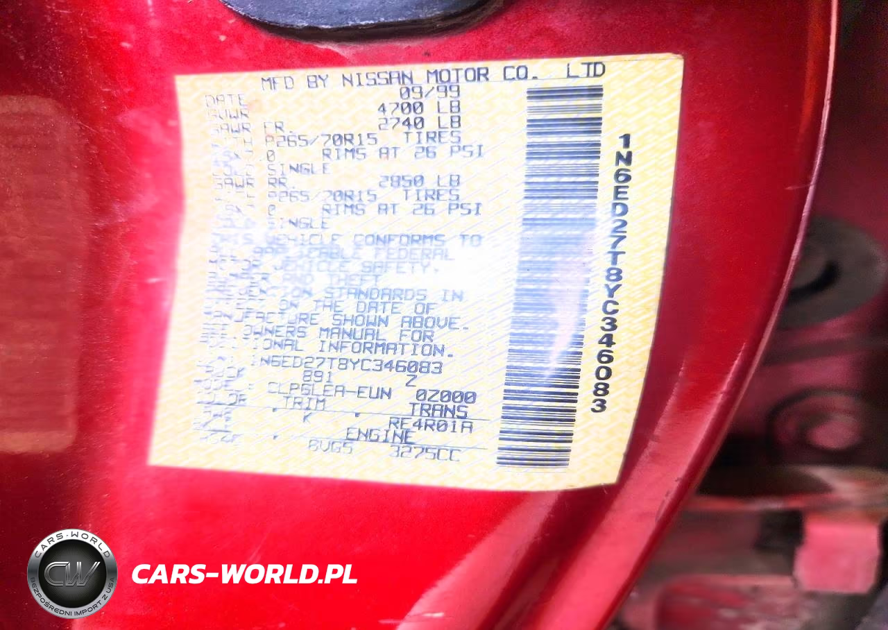 2000 Nissan Frontier Xe VIN:1N6ED27T8YC346083 - 12