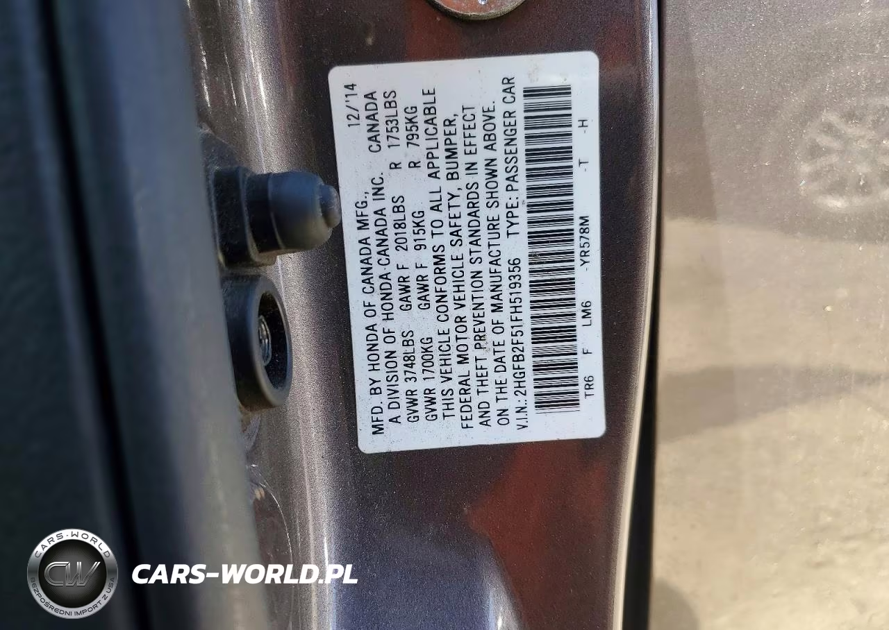 2015 Honda Civic Lx VIN:2HGFB2F51FH519356 - 12