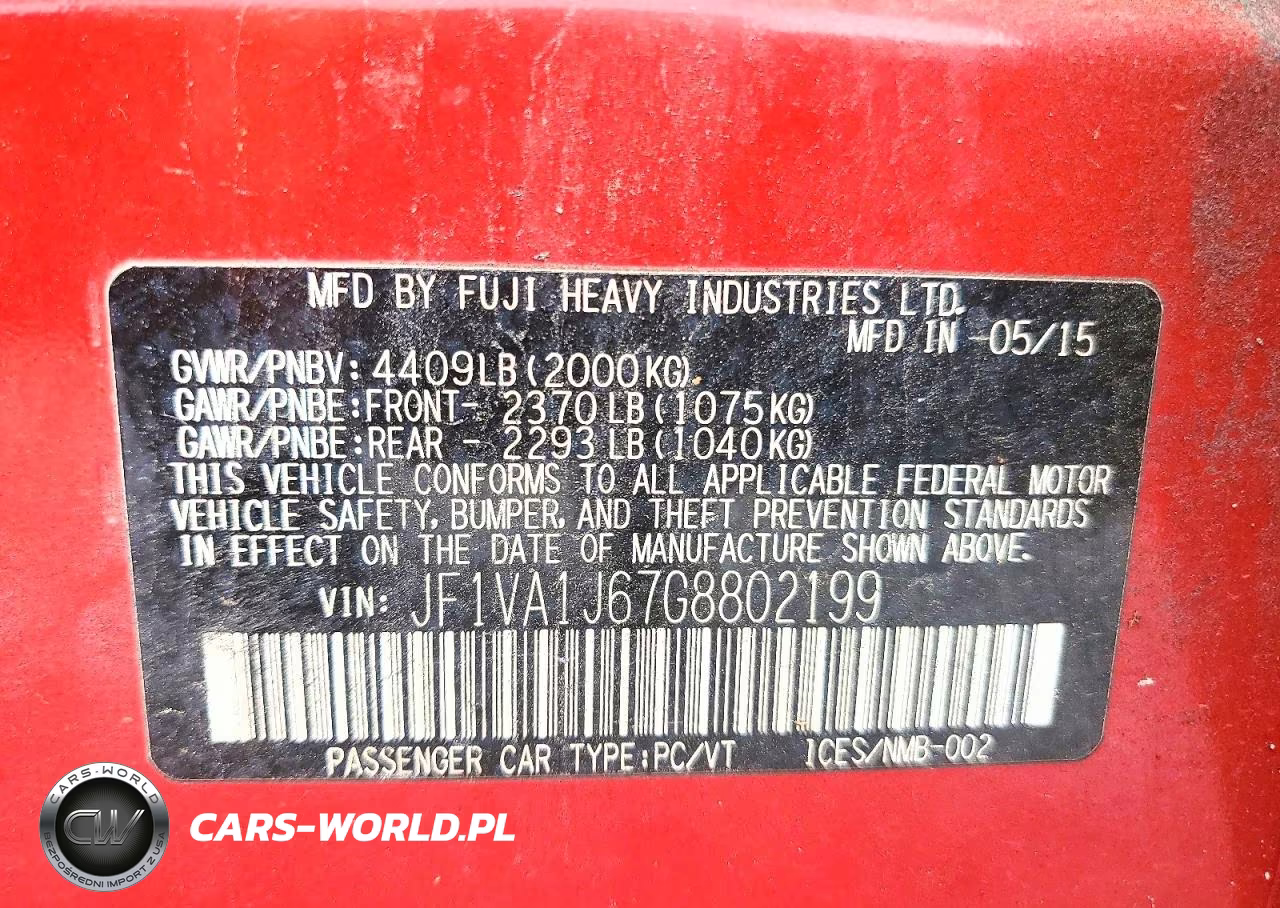 2016 Subaru Wrx Limited VIN:JF1VA1J67G8802199 - 12