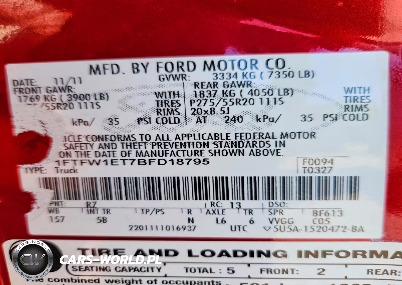 2011 Ford F150 Supercrew VIN:1FTFW1ET7BFD18795 - 12