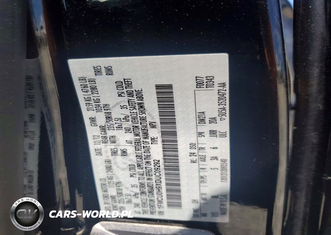 2013 Ford Escape Sel VIN:1FMCU0H9XDUC09292 - 13