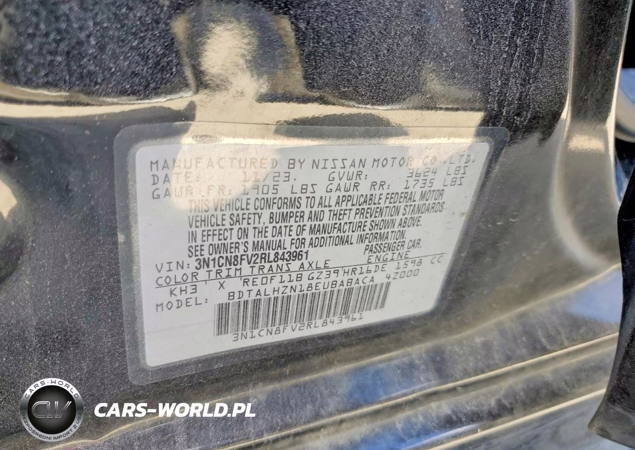 2024 Nissan Versa Sr VIN:3N1CN8FV2RL843961 - 12