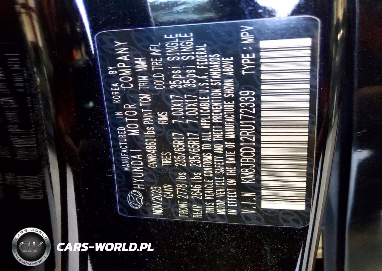 2024 Hyundai Tucson Blue VIN:KM8JBCD12RU172339 - 13