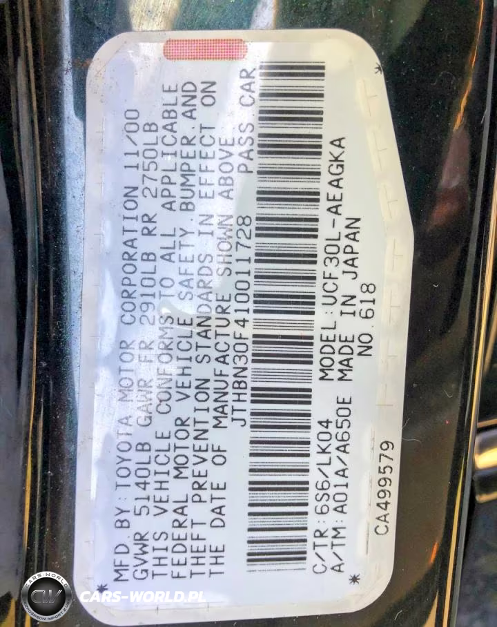 2001 Lexus Ls 430 VIN:JTHBN30F410011728 - 10