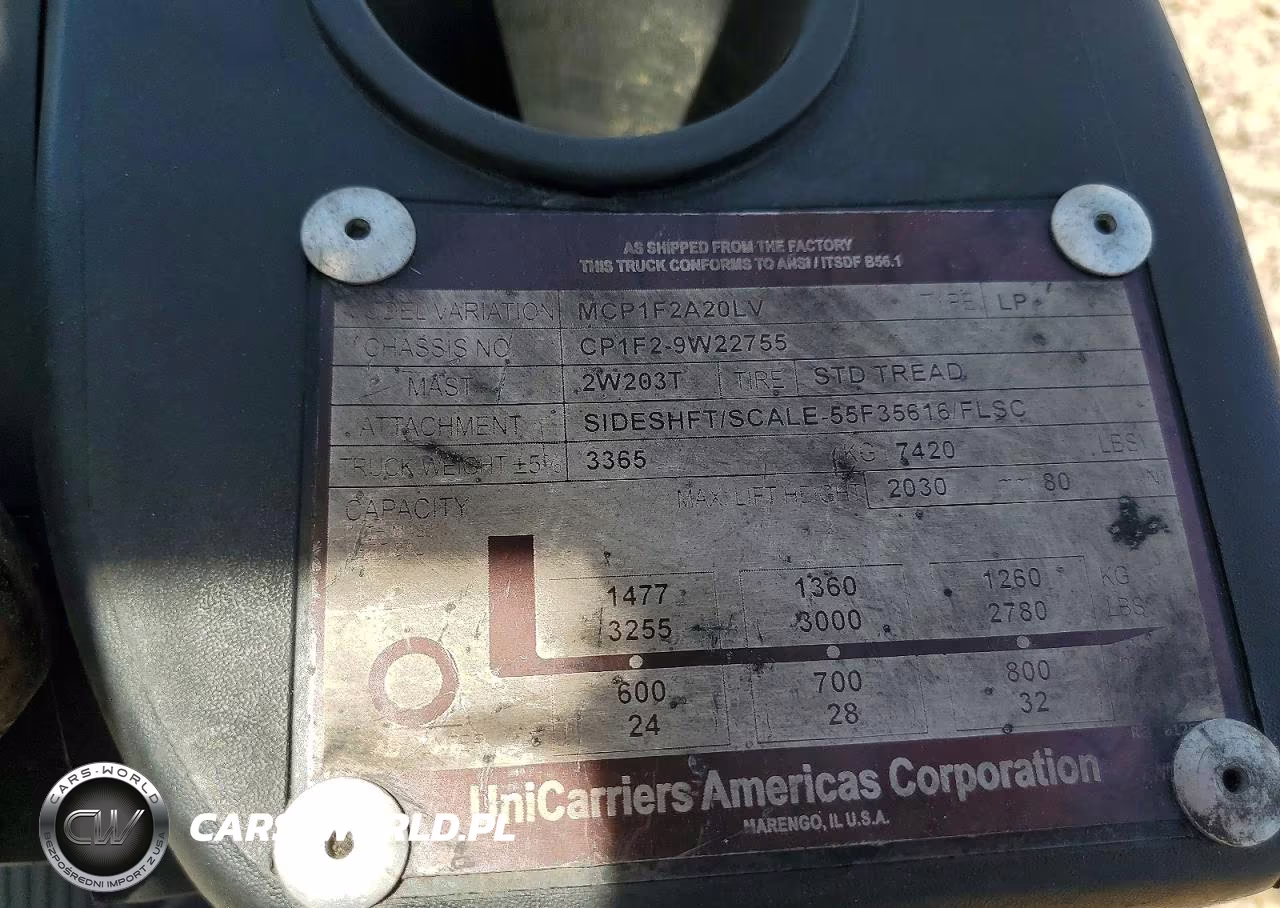 2016 Unicarriers Mcp1F2A20Lv Forklift VIN:CP1F29W22755 - 10