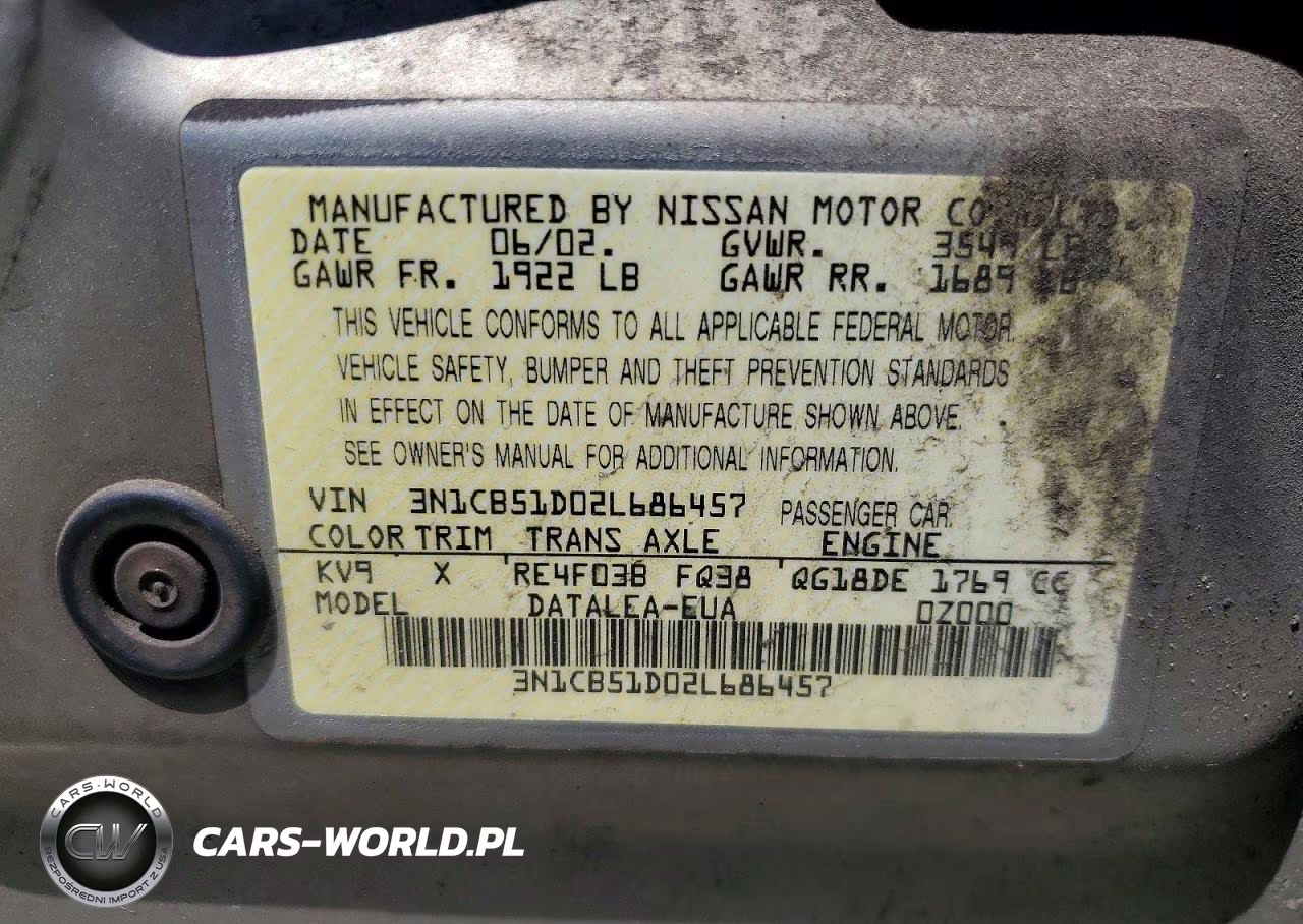 2002 Niss Sentra VIN:3N1CB51D02L686457 - 12