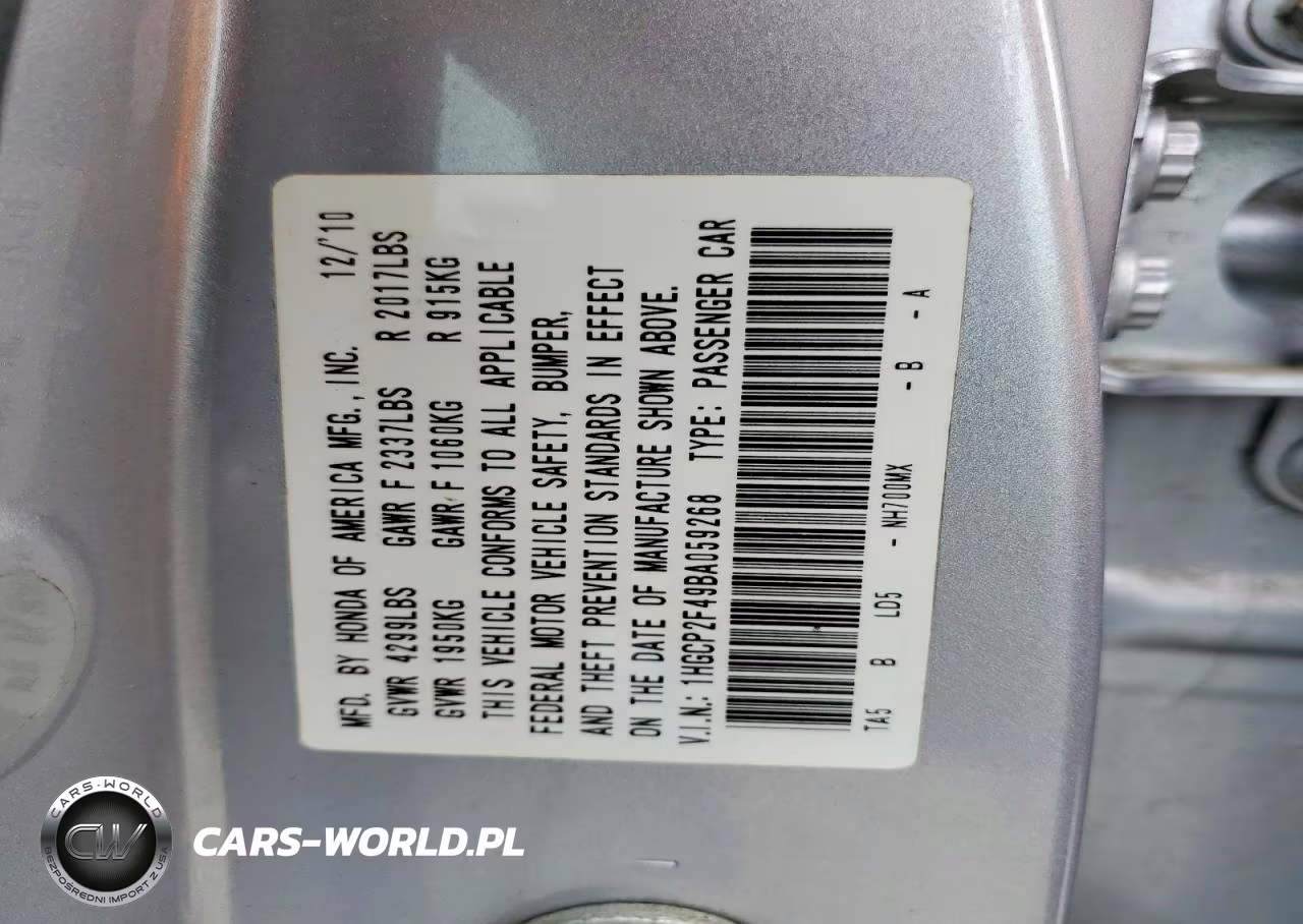2011 Honda Accord Lxp VIN:1HGCP2F49BA059268 - 12