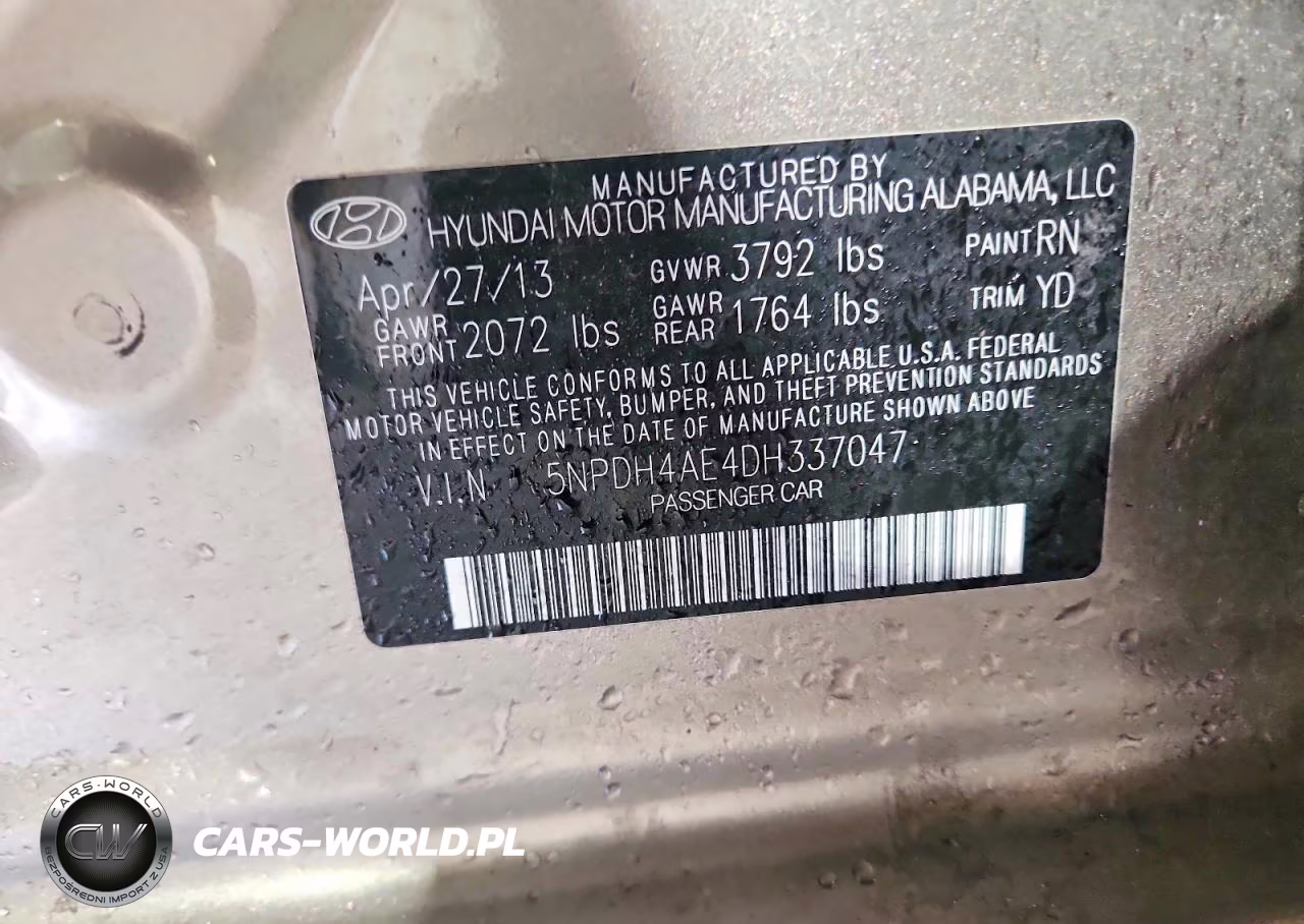 2013 Hyundai Elantra Gls VIN:5NPDH4AE4DH337047 - 13