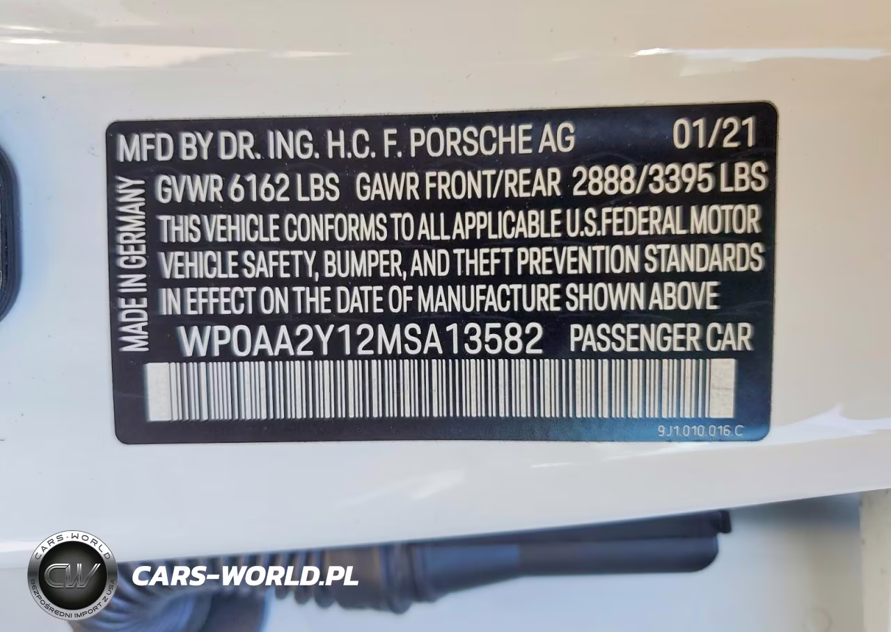 2021 Porsche Taycan VIN:WP0AA2Y12MSA13582 - 12