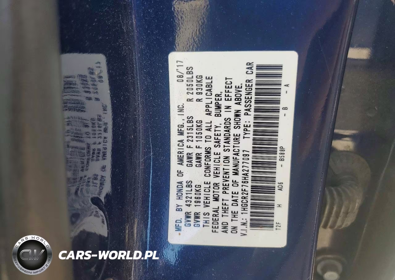2017 Honda Accord Ex VIN:1HGCR2F76HA277097 - 12