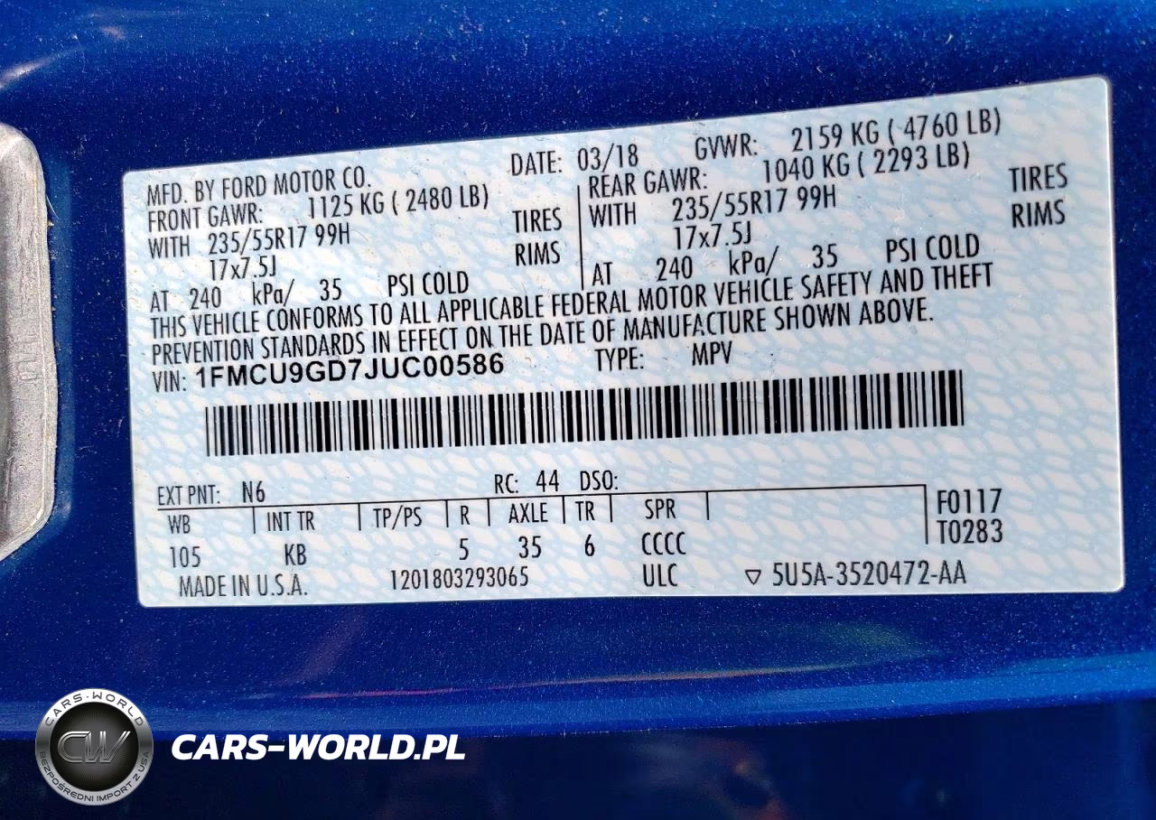 2018 Ford Escape Se VIN:1FMCU9GD7JUC00586 - 12