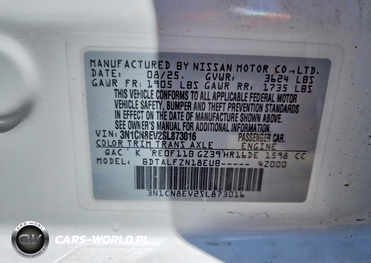 2025 Nissan Versa Sv VIN:3N1CN8EV2SL873016 - 12
