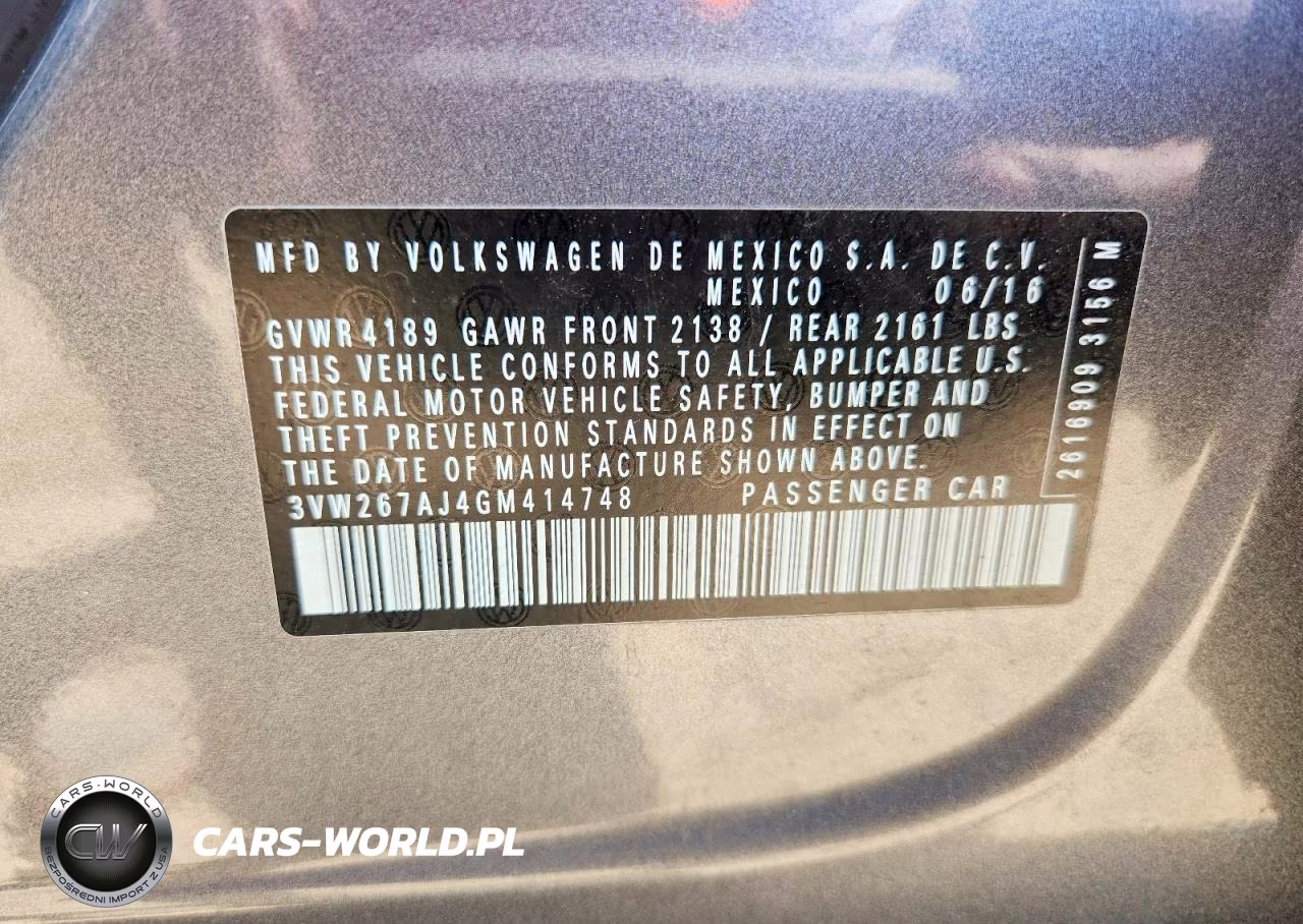 2016 Volkswagen Jetta S VIN:3VW267AJ4GM414748 - 12