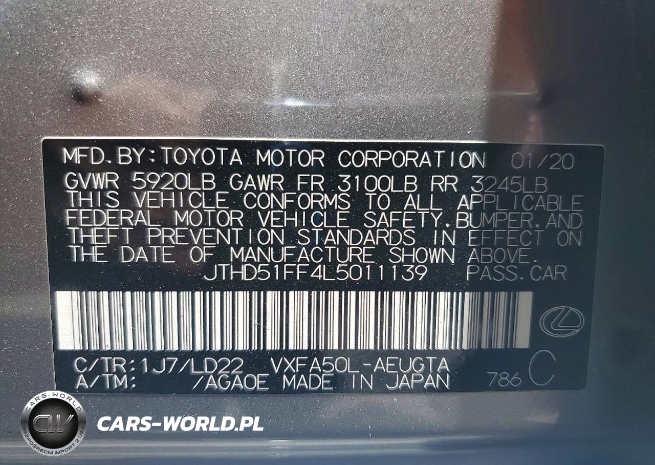 2020 Lexus Ls 500 Base VIN:JTHD51FF4L5011139 - 12