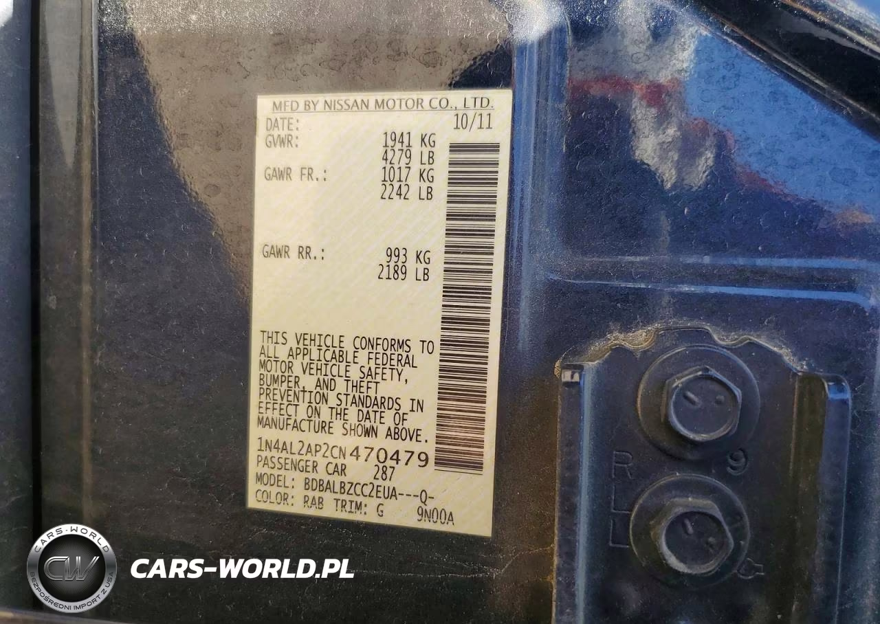 2012 Nissan Altima 2.5 VIN:1N4AL2AP2CN470479 - 12