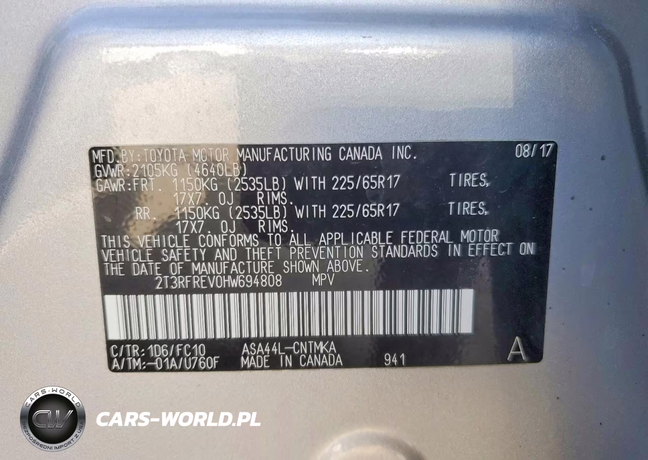 2017 Toyota Rav4 Xle VIN:2T3RFREV0HW694808 - 13