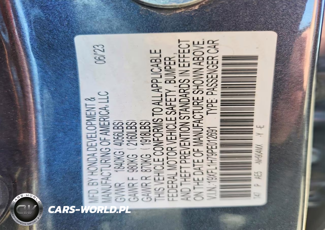 2023 Honda Civic Exl VIN:19XFL1H79PE012691 - 12