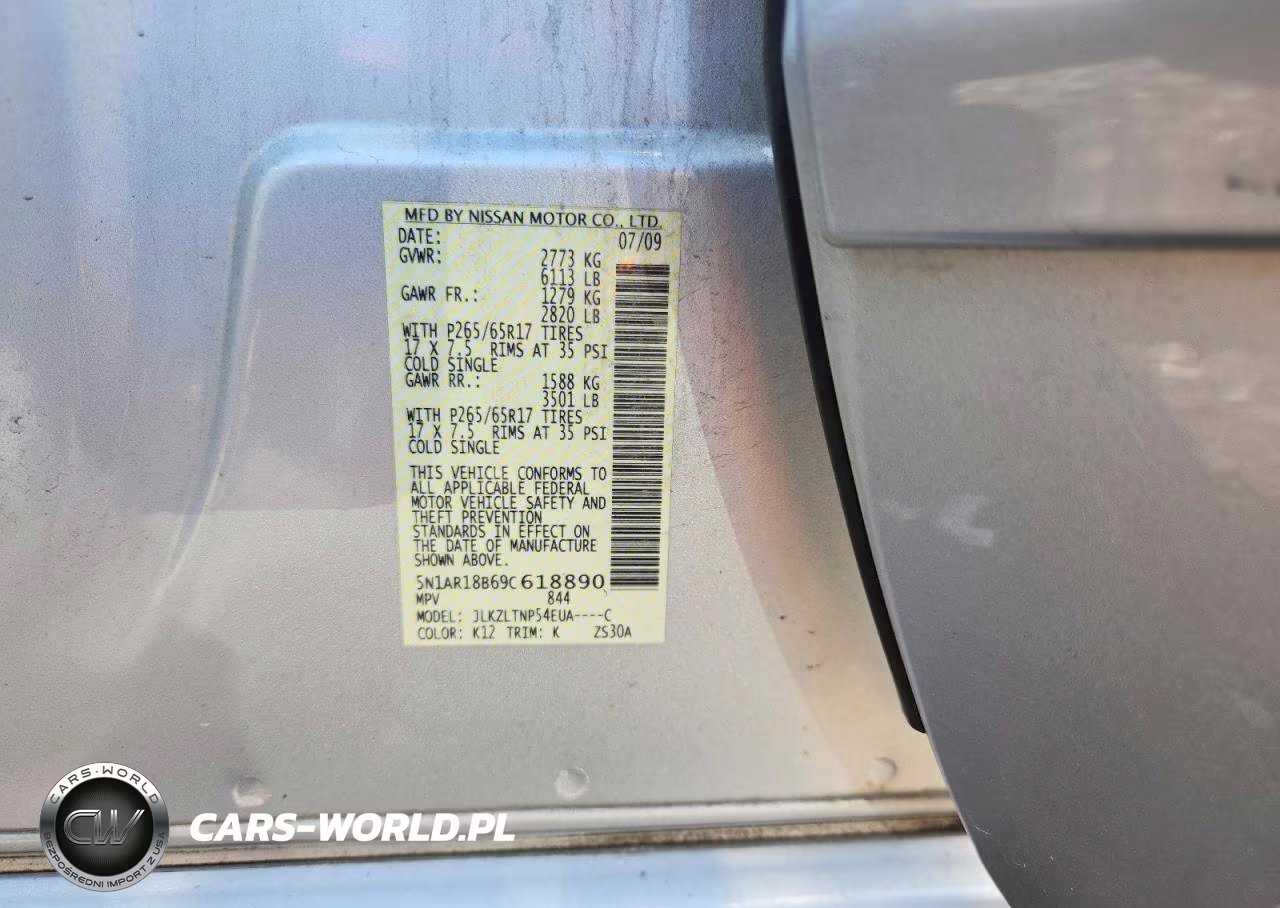 2009 Nissan Pathfinder S VIN:5N1AR18B69C618890 - 12
