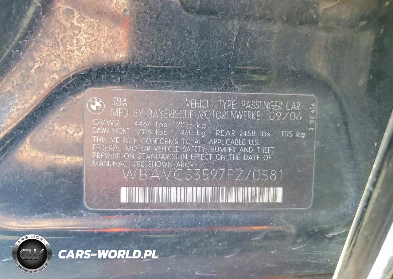 2007 BMW 328 I Sulev VIN:WBAVC53597FZ70581 - 12