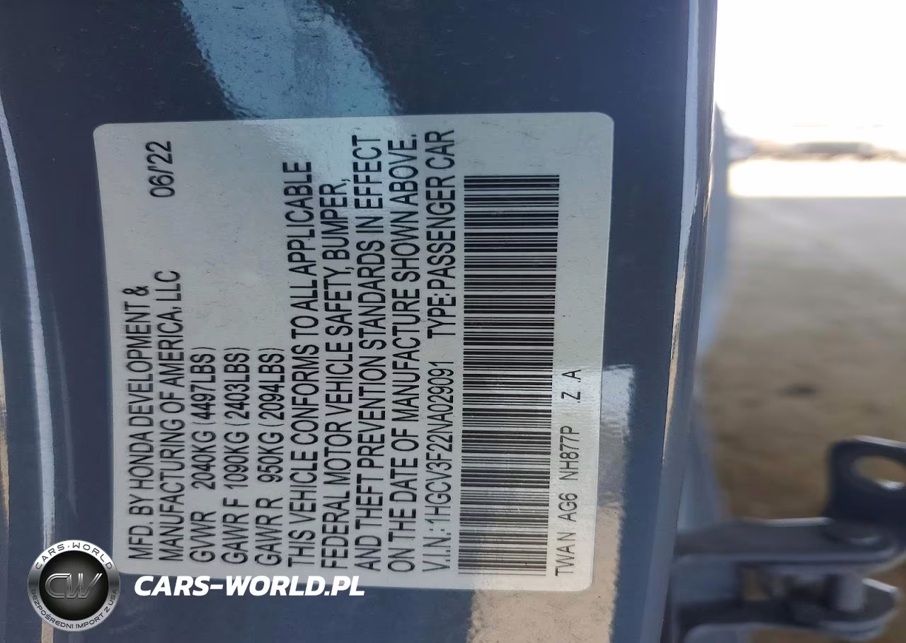 2022 Honda Accord Hybrid Sport VIN:1HGCV3F22NA029091 - 12