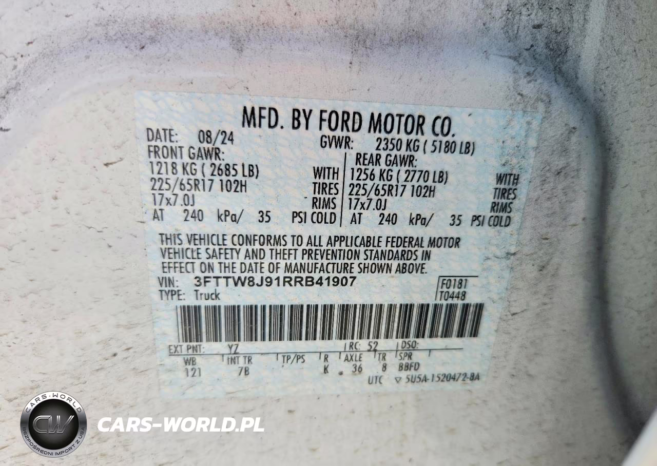 2024 Ford Maverick Xlt VIN:3FTTW8J91RRB41907 - 12